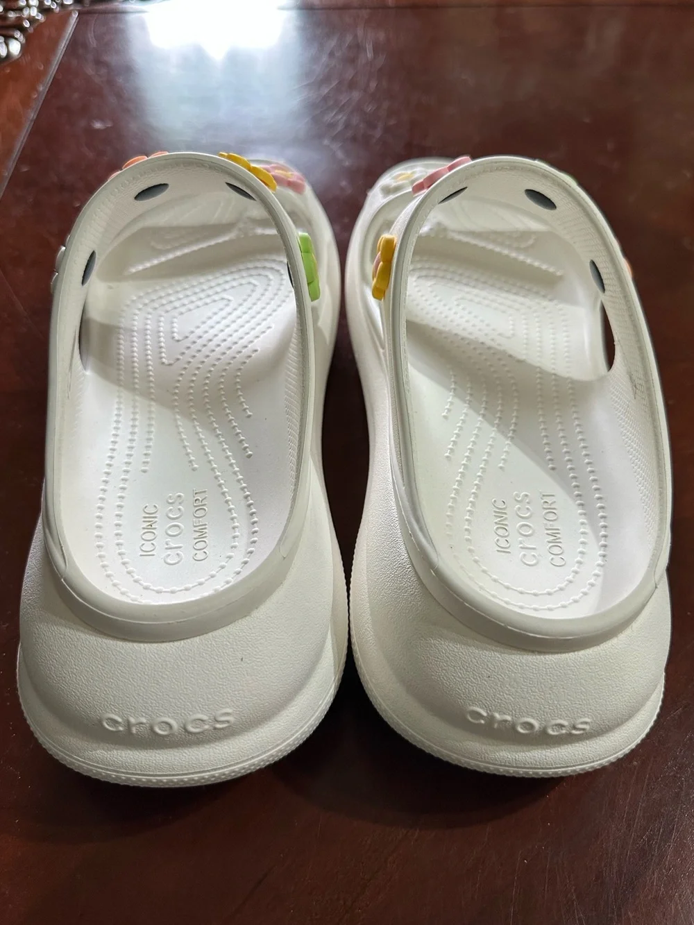CROCS Adult Classic Crush Sandals with Pastel Flower Charms